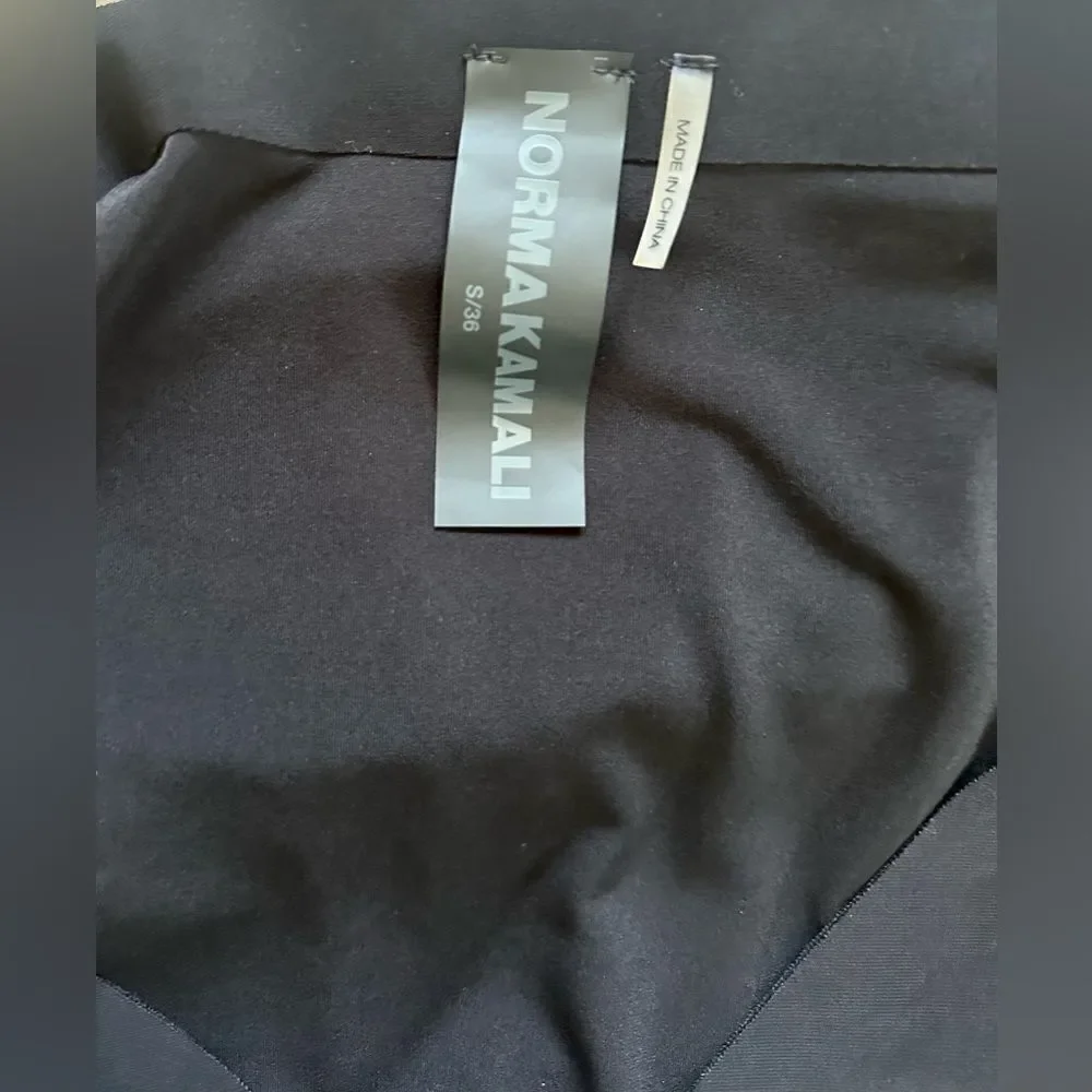 NEW Norma Kamali Tara Black Long Sleeve Dress Deep V Ruched Midi Dress - Picture 10 of 10